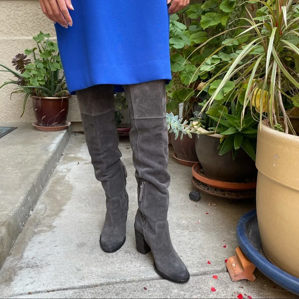 Dark gray Steve Madden leather over the knee boots